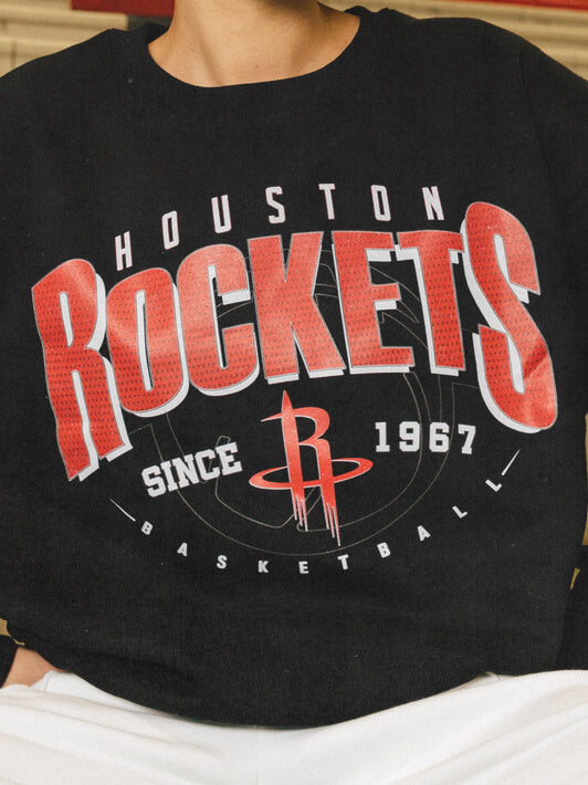 CustomCat Houston Rockets Retro 90's NBA Crewneck Sweatshirt Navy / L